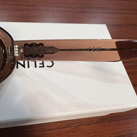 CELINE Triomphe 01 Sunglasses In Acetate BROWN CRYSTAL - Picture 6 of 7